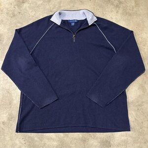 Men's Cashmere Navy Half-Zip Sweater